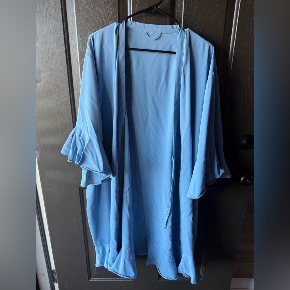 Light Blue Open Front Kimono